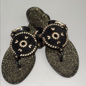 Jack Rogers Black and Gold Jelly Sandals Size 9. New. Never Worn.